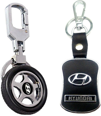 

City Choice New Combo of Hyundai Wheel & Hook Locking Key Chain(Black, Silver)