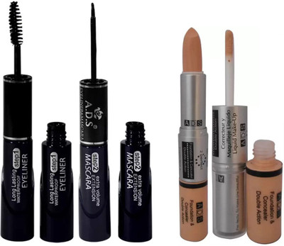

ADS 2 in 1 Eyeliner - Mascara and Foundation & Concealer Double Action(Set of 3)