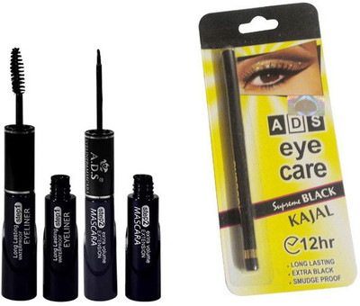 

ADS 2 in 1 Eyeliner - Mascara and Kajal(Set of 3)