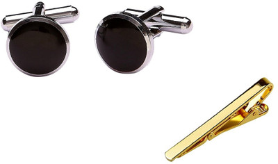 Bsquare Brass Cufflink & Tie Pin Set(Black)