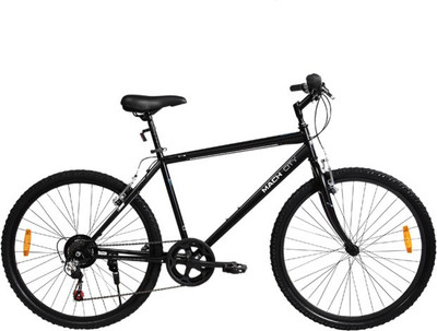 Mach City iBike 7 Speed Medium 26 T Hybrid Cycle/City Bike(7 Gear, Black), Matt black