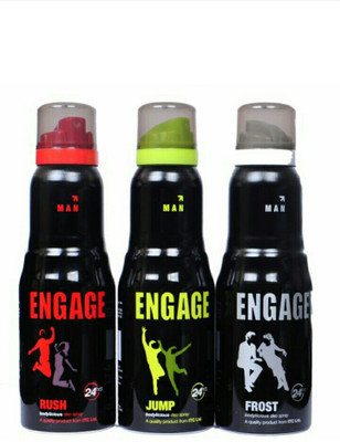 

Engage Combo Of Jump, Frost, Rush Perfume Body Spray - For Men(450 ml, Pack of 3)