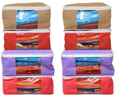 

Kuber Industries Designer "Non woven Saree cover Bag Set of 8 Pcs /Wardrobe Organiser/Regular Clothes Cover " KI19153P65(Multicolor)