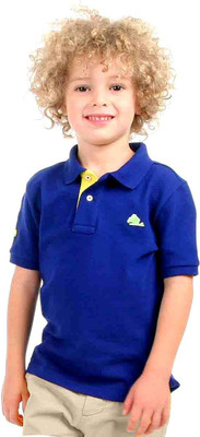 

Cherry Crumble California Boys Solid Cotton T Shirt(Blue, Pack of 1, Royal blue & yellow