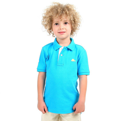 

Cherry Crumble California Boys Solid Cotton T Shirt(Blue, Pack of 1, Cyan blue white