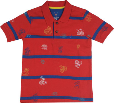 

Allen Solly Junior Boys Striped, Printed Cotton T Shirt(Red, Pack of 1