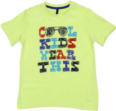 

United Colors of Benetton Boys Solid Cotton T Shirt(Light Green, Pack of 1, 321