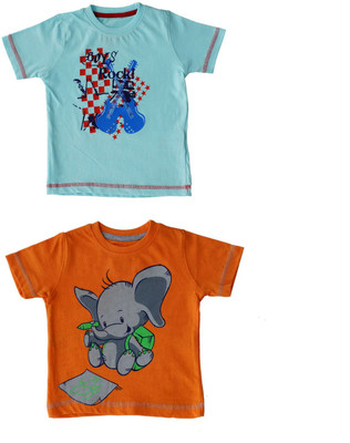 

Indirang Boys Printed Cotton T Shirt(Multicolor, Pack of 2