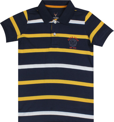 

Allen Solly Junior Boys Striped Cotton T Shirt(Dark Blue, Pack of 1, Medieval blue