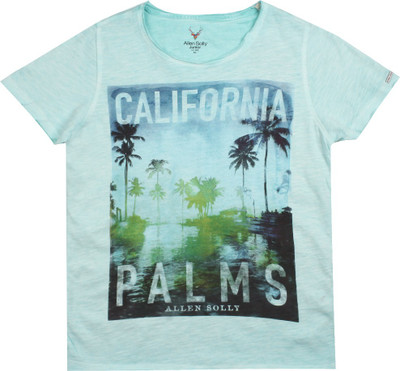 

Allen Solly Junior Boys Printed Cotton T Shirt(Light Green, Pack of 1, Mint blue