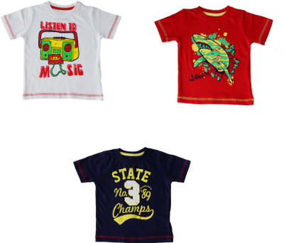 

Indirang Boys Printed Cotton T Shirt(Multicolor, Pack of 3