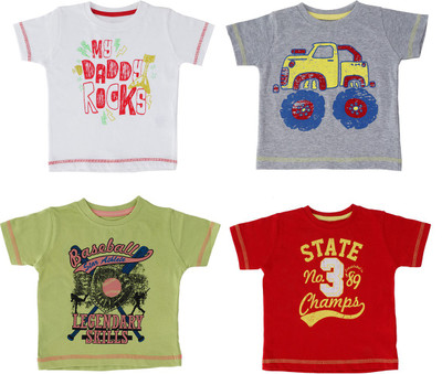 

Indirang Boys Printed Cotton T Shirt(Multicolor, Pack of 4
