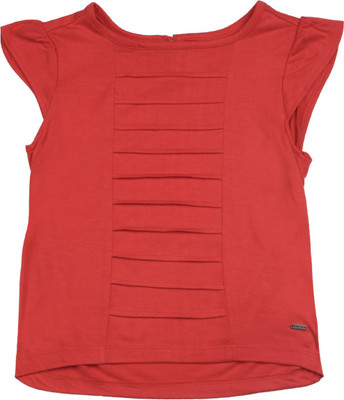 

Allen Solly Junior Girls Solid Viscose T Shirt(Red, Pack of 1