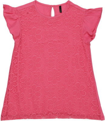 

United Colors of Benetton Girls Casual Cotton Top(Pink, Pack of 1, S23