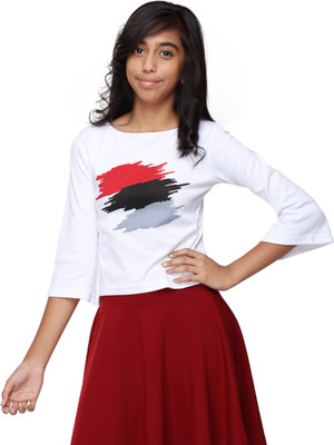 

GENZEE Girls Casual Polyester Cotton Blend Crop Top(White, Pack of 1