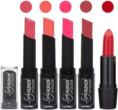 

Lady Fashion Professional New Soft Creme Matte Long Lasting Lipstick Combo With Rhythm 5 Modern Shades Combo 11(Mauve, Peach, Magenta, Mauve)