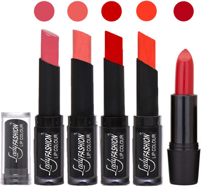 

Lady Fashion Professional New Soft Creme Matte Long Lasting Lipstick Combo With Rhythm 5 Modern Shades Combo 12(Mauve, Peach, Tametto Red, Brick Orange)