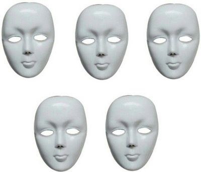 

PartyBalloonsHK Cosplay White Face Party Mask(White, Pack of 5)