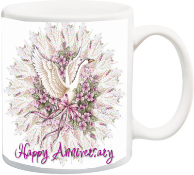 

ME&YOU Gift for wife/husband/mother/father/hubby/wifey;Happy Annivarsery 3D Print Ceramic Mug(325 ml), Multicolor