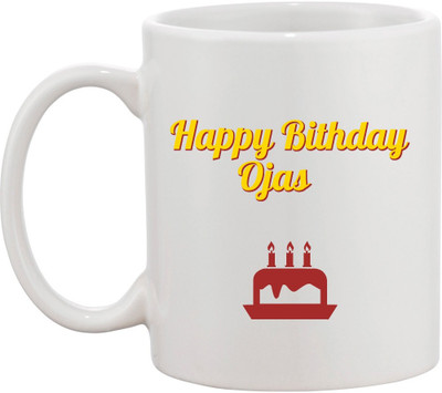 

Awesum Happy Birthday Ojas- Printed Ceramic Mug(350 ml), White