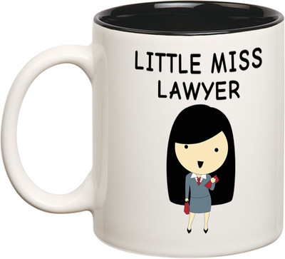 Chanakya Little Miss Lawyer Inner Black mug Ceramic Mug(350 ml), Black;white