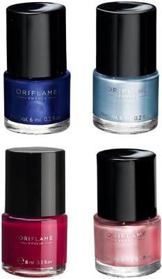 

Oriflame Sweden Pure Colour Nail Polish(Pack of 4) Midnight Blue, Marine Blue, Ruby Pink, Peach Pink(Pack of 4)