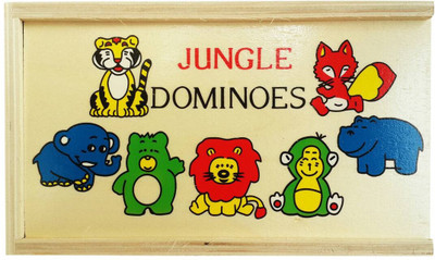 

Trinkets & More - Wooden Dominos Game Set | Jungle Animal Theme Puzzles | Educational Toys Kids 2+ Years(1 Pieces)