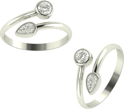 PeenZone Designer Sterling Silver Cubic Zirconia Silver Plated Toe Ring Set