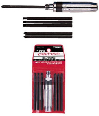 

Vessel 2600 Impact Screwdriver Set(Pack of 1), Steel chrome handle and steel bits
