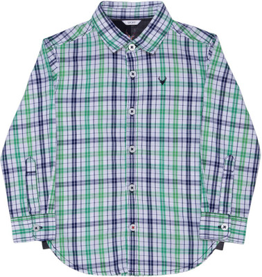 

Allen Solly Junior Boys Checkered Casual Green Shirt
