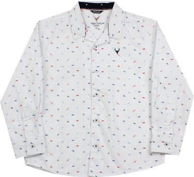 

Allen Solly Junior Boys Printed Casual White Shirt, Rust