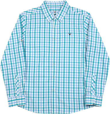 

Allen Solly Junior Boys Checkered Casual Light Blue Shirt, Green