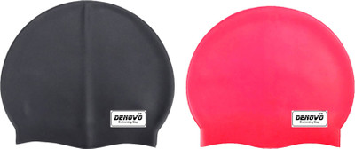 

DeNovo Imported (Set of 2) Swimming Cap(Multicolor, Pack of 2), Black;red