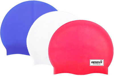 

DeNovo Imported (Set of 3) Swimming Cap(Multicolor, Pack of 3), Blue;red;white