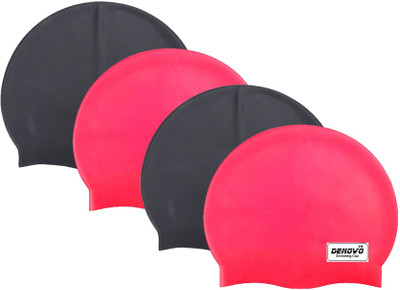 

DeNovo Imported (Set of 4) Swimming Cap(Multicolor, Pack of 4), Black;red