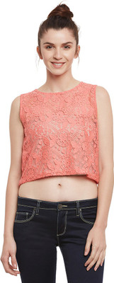 Miss Chase Party Sleeveless Solid Women Pink Top