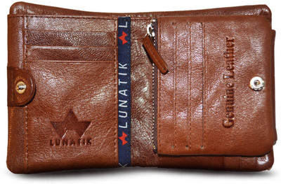 

Lunatik Men Formal Brown Genuine Leather Wallet(9 Card Slots), Cherry brown