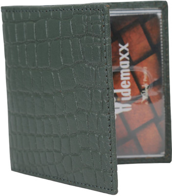 Hidemaxx Men Green Genuine Leather Card Holder(8 Card Slots)