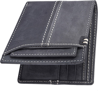 

Accezory Men Blue Genuine Leather Wallet(6 Card Slots), Blue;black
