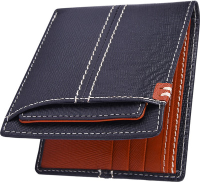 

Accezory Men Blue Genuine Leather Wallet(6 Card Slots), Blue;tan