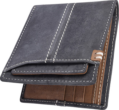 

Accezory Men Blue Genuine Leather Wallet(6 Card Slots), Blue;tan