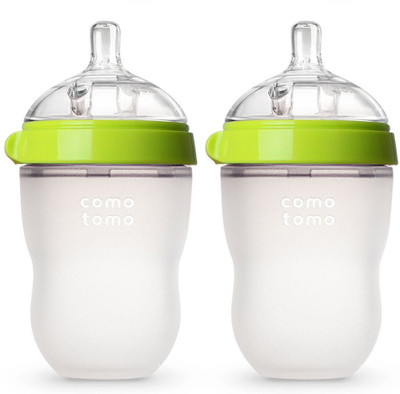 

Comotomo Baby Bottle, Green, 8 Ounce, 2 Count - 250 ml(Green, Clear)