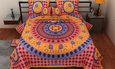 

Kismat Bedding Collection Cotton Double Printed Bedsheet(Pack of 1, Multicolor)