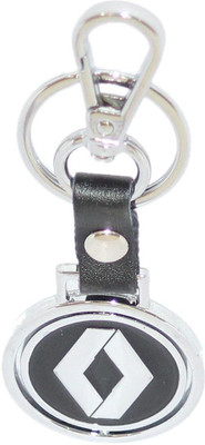 

Aura Imported Metal & Leather Revolving Logo Renault Locking Key Chain(Silver, Black)
