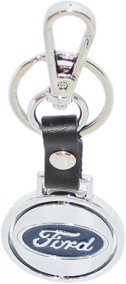 

Aura Imported Metal & Leather Revolving Logo Ford Locking Key Chain(Silver, Black, Blue)