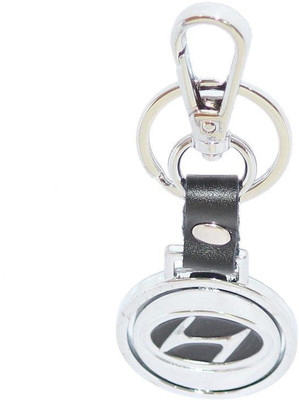 

Aura Imported Metal & Leather Revolving Logo Hyundai Locking Key Chain(Silver, Black)