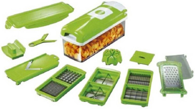 

iZED Quickrkitchen 100% Original stainless steel 11 In 1 vegetable Dicer(1 Lakh Sold) Chopper(VEGETABLE CHOPPER WITH 11 ATTACHMENTS), Green