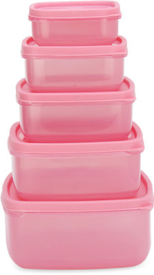 

MasterCook Square - 200 ml, 330 ml, 500 ml, 780 ml, 1350 ml Plastic Food Storage(Pack of 5, Pink)