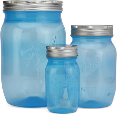 

MasterCook Mason Jar - 250 ml, 750 ml, 2000 ml Plastic Food Storage(Pack of 3, Blue)