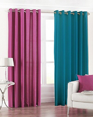 

Panipat Textile Hub 213 cm (7 ft) Polyester Door Curtain (Pack Of 2)(Plain, Pnk And Aqua)